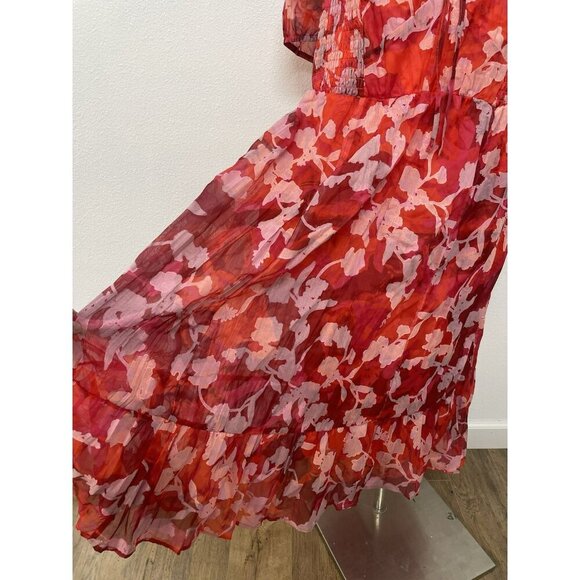 NWT Torrid Lined Lace Up Sweetheart neckline Dress Size 2X Floral Ruffle Smocked - Picture 6 of 16